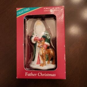 Vintage Hallmark American Greetings Father Christmas Ornament Santa Deer Bunny